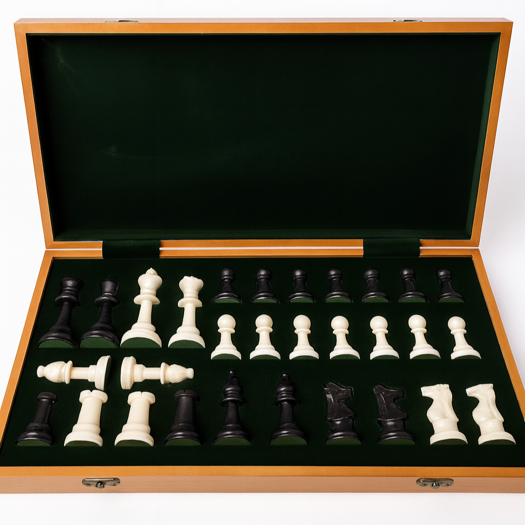 Tablero de Ajedrez Plegable 48x48 con Revestimiento Marmoleado Ideal para Jugadores