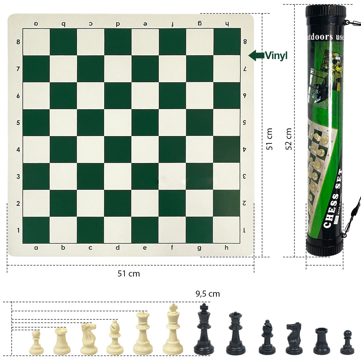 Tablero de Ajedrez con estuche Transportable 51x51