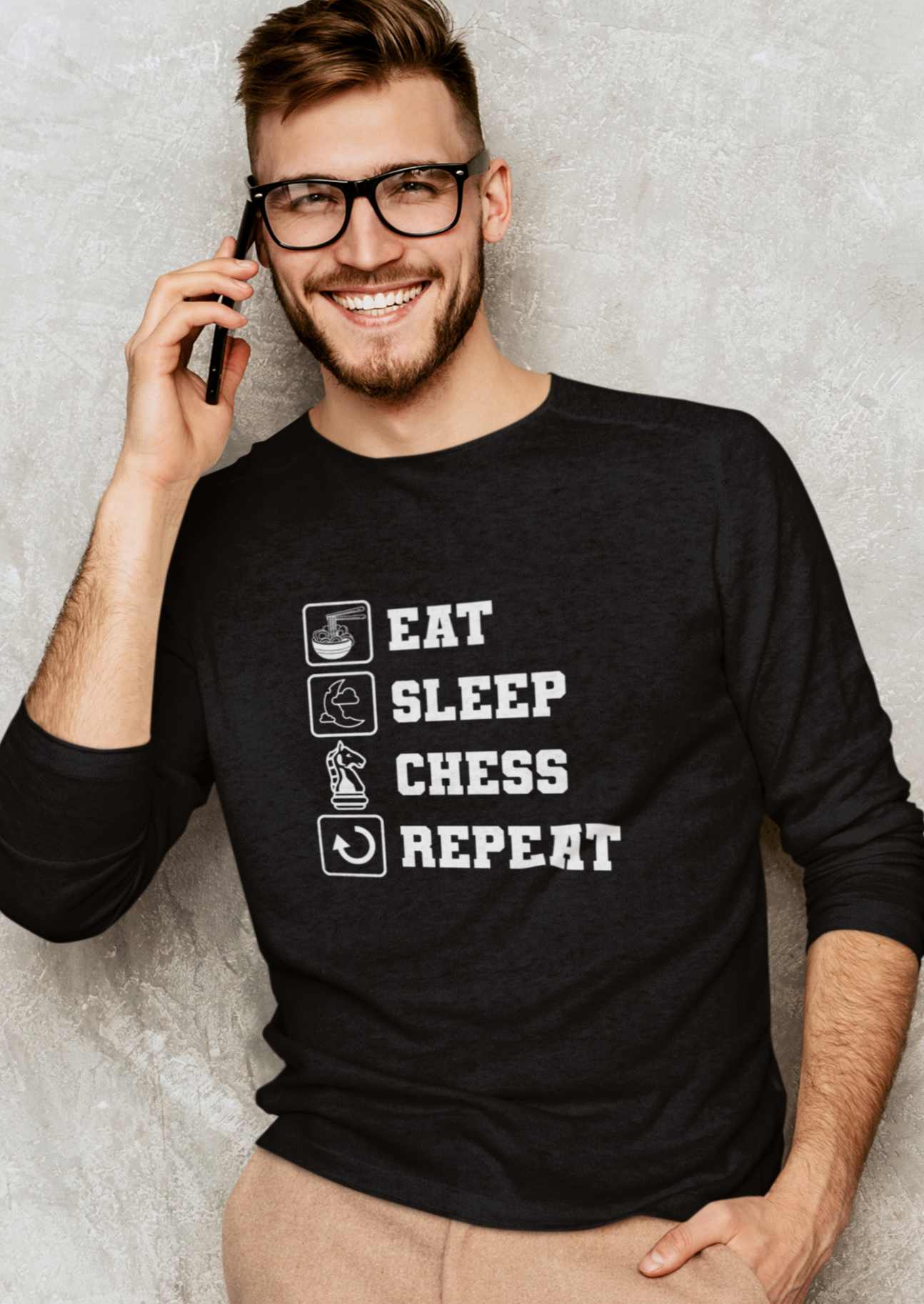 Polera manga larga Eat-Sleep-Chess