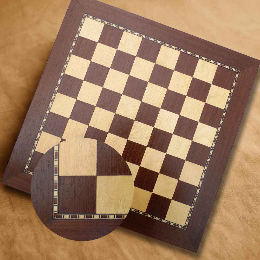 Tablero de Ajedrez de Madera 40x40 cm – Detalles en Wengué y Sicomoro | Hecho a Mano en Chile