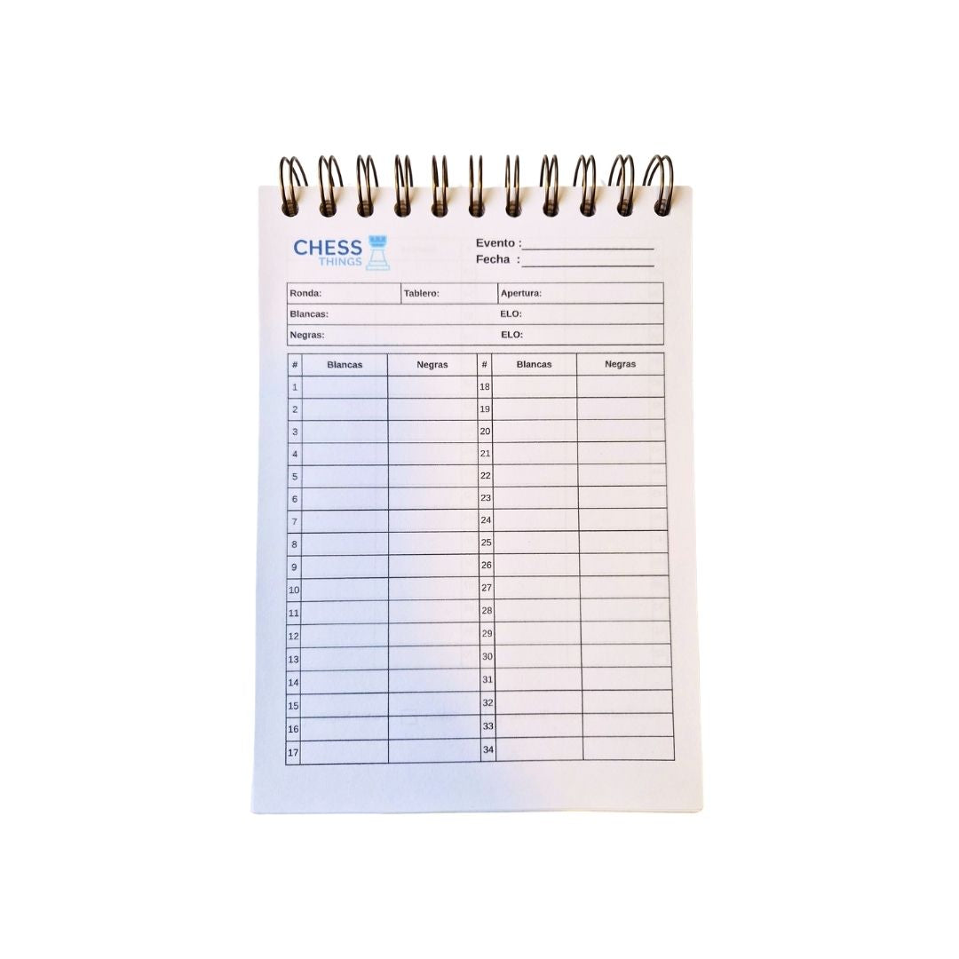 Agenda de Anotaciones de Ajedrez A5 – 100 Partidas