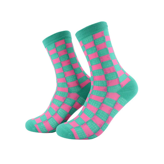 Calcetines Cuadros Verde y Fucsia - Talla 36-40