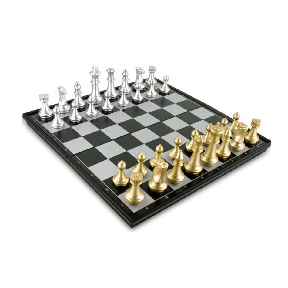 Tablero de Ajedrez Magnético 36x36 cm – Dorado y Plateado