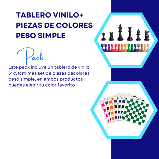 Comprar Set de Ajedrez - Tablero de Vinilo + Piezas de Colores | Envío Rápido