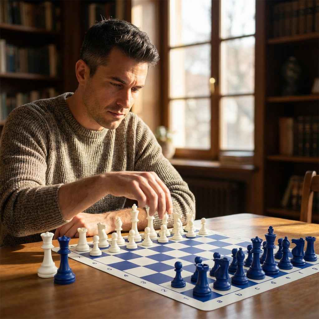 Tablero de Ajedrez Vinilo Azul